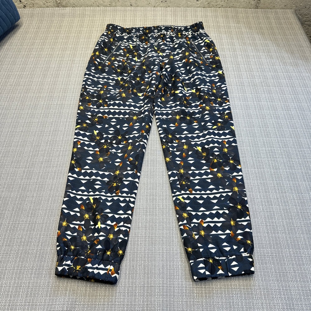 J. Crew Floral Print Turner Joggers Women size 2 Lined Geometric Pull On Pockets